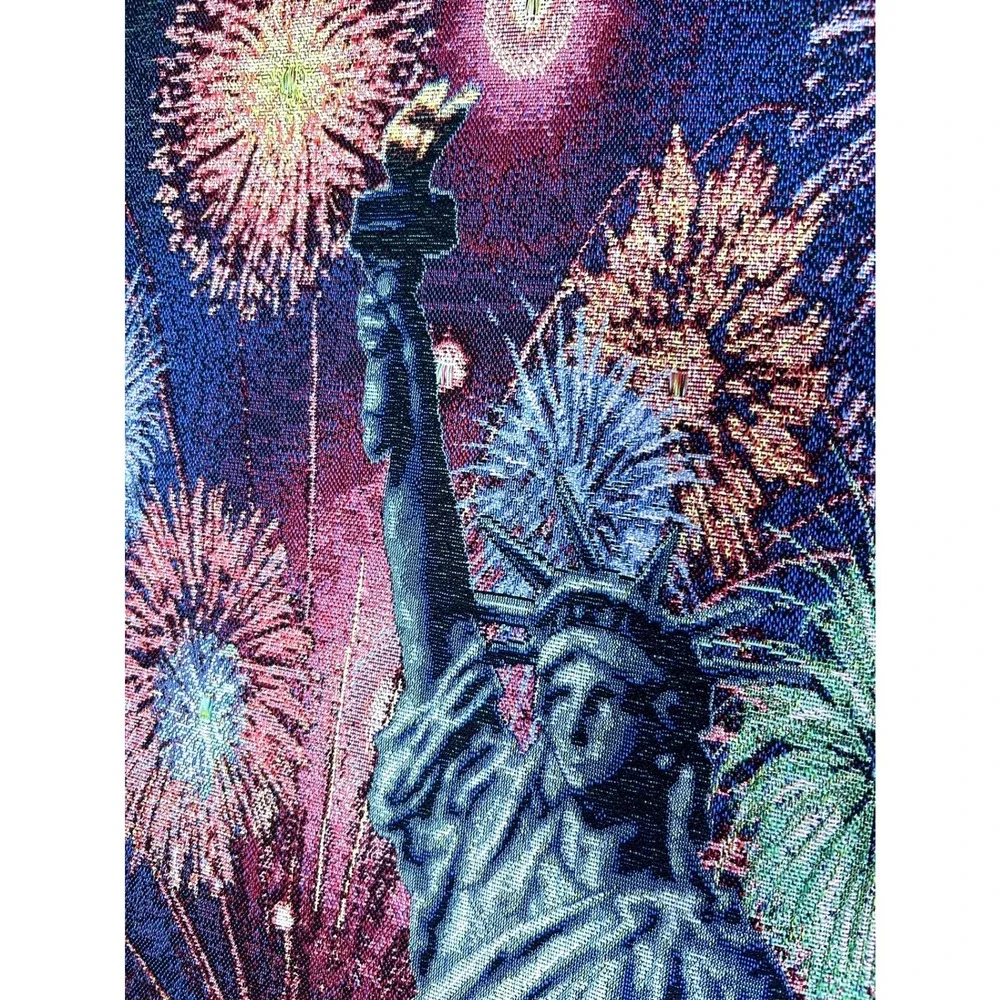 Oversized 3 Ft Statue of Liberty Woven Tapestry Wall Hanging Americana 36x25
